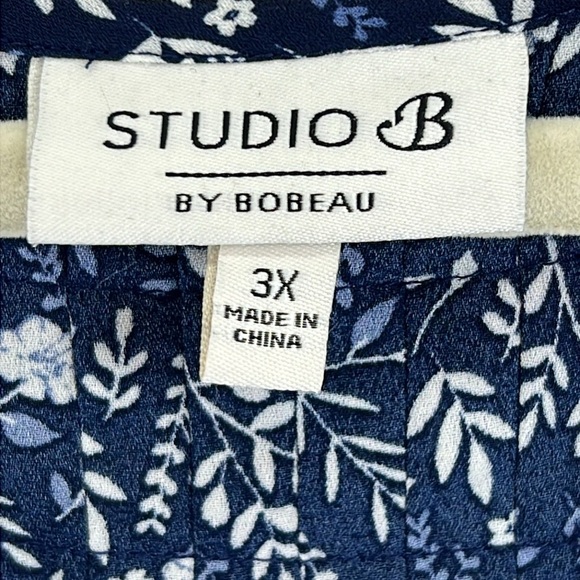 Studio B by Bobeau Women’s Blouse Top Plus Size 3X Blue Sleeveless Polyester - Picture 3 of 9
